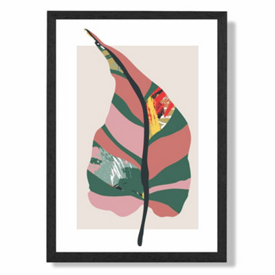 Artze Wall Art Tropical Plant Green And Red Minamilist Art Print With Black Frame Size: A4 from B&Q