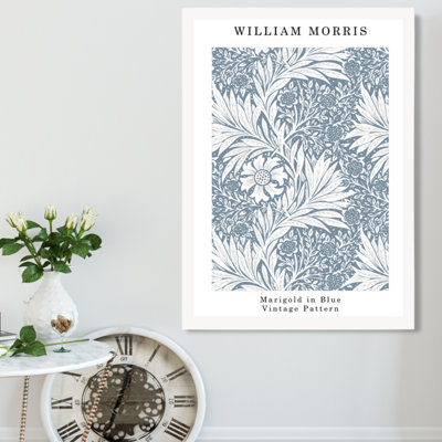 Artze Wall Art William Morris Marigold In / Frame / Size: A2 Blue/White