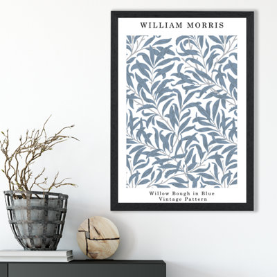 Artze Wall Art William Morris Willow In Blue  / Black Frame / Size: A3 from B&Q