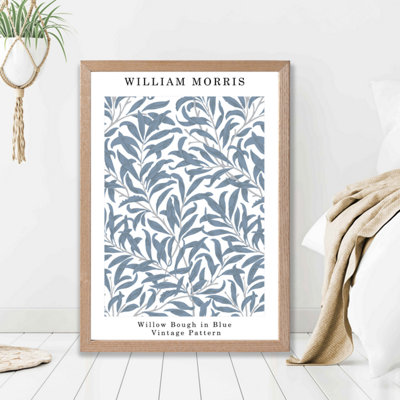 Artze Wall Art William Morris Willow In Blue  / Oak Frame / Size: A2 from B&Q