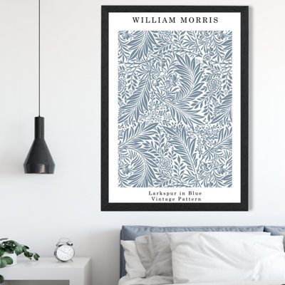 Artze Wall Art William Morris Larkspur In Blue  / Black Frame / Size: A2 from B&Q