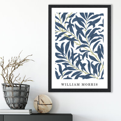 Artze Wall Art William Morris Navy And Green Willow  / Black Frame / Size: A3 from B&Q