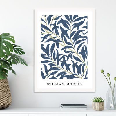Artze Wall Art William Morris Navy And Green Willow  / White Frame / Size: A3 from B&Q
