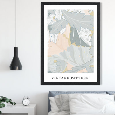 Artze Wall Art William Morris Wreath In Green And Peach  / Black Frame / Size: A2 from B&Q