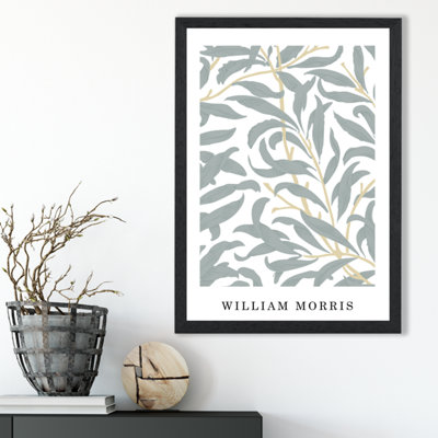 Artze Wall Art William Morris Sage Green Willow  / Black Frame / Size: A3 from B&Q