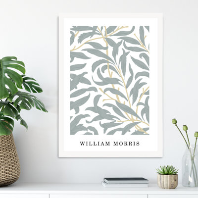 Artze Wall Art William Morris Sage Green Willow  / White Frame / Size: A3 from B&Q