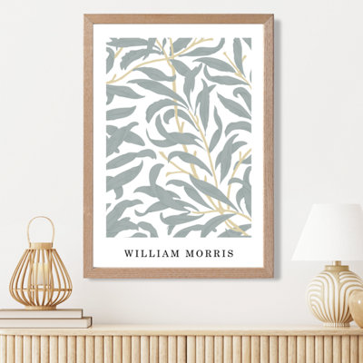 Artze Wall Art Vintage Morris Sage Green Willow  / Oak Frame / Size: A3 from B&Q