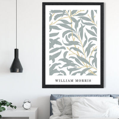 Artze Wall Art William Morris Sage Green Willow  / Black Frame / Size: A2 from B&Q