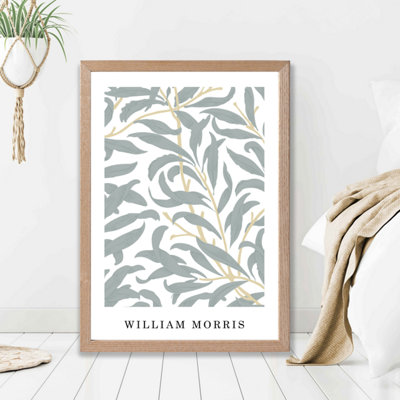 Artze Wall Art William Morris Sage Green Willow  / Oak Frame / Size: A2 from B&Q