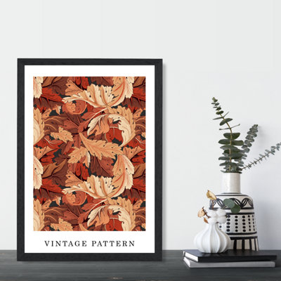 Artze Wall Art William Morris Art Print Acanthus Floral In Orange / Black Frame / Size: A4 from B&Q
