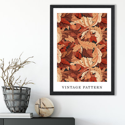 Artze Wall Art William Morris Acanthus In Orange  / Black Frame / Size: A3 from B&Q