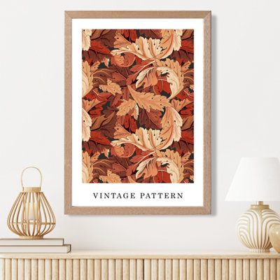 Artze Wall Art Vintage Morris Acanthus In Orange  / Oak Frame / Size: A3 from B&Q
