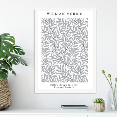 Artze Wall Art William Morris Willow In Grey  / White Frame / Size: A3 from B&Q