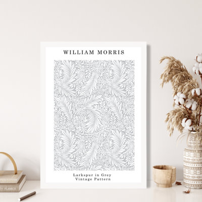 Artze Wall Art William Morris Larkspur In Grey / White Frame / Size: A4 from B&Q