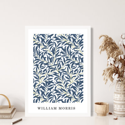 Artze Wall Art Vintage William Morris Navy Willow Pattern / White Frame / Size: A4 from B&Q