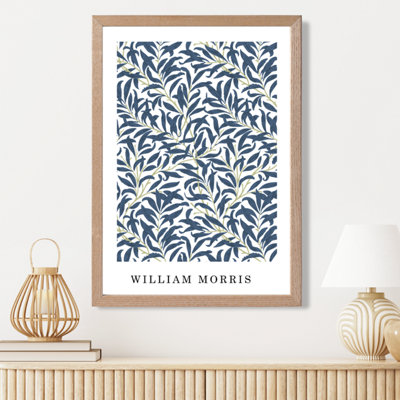 Artze Wall Art Vintage Morris Navy Willow Pattern  / Oak Frame / Size: A3 from B&Q
