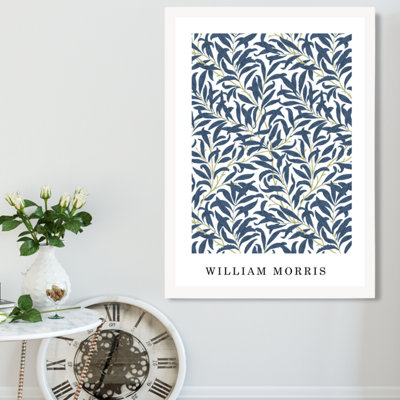 Artze Wall Art Vintage William Morris Navy Willow Pattern  / White Frame / Size: A2 from B&Q
