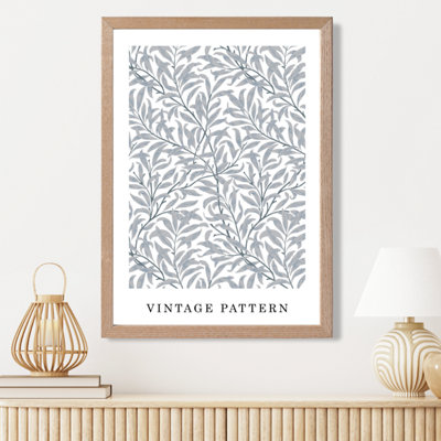 Artze Wall Art Vintage Morris Grey Willow Pattern  / Oak Frame / Size: A3 from B&Q