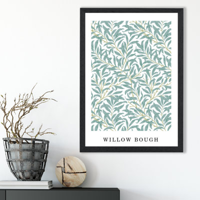 Artze Wall Art Vintage William Morris Green And Yellow Willow Pattern  / Black Frame / Size: A3 from B&Q