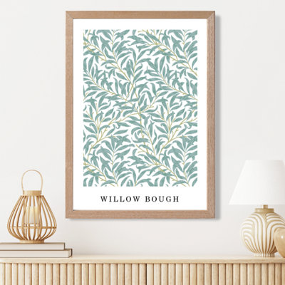 Artze Wall Art Vintage Morris Green And Yellow Willow Pattern  / Oak Frame / Size: A3 from B&Q