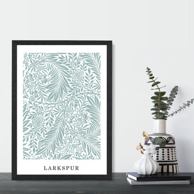 Artze Wall Art Vintage William Morris Larkspur In Mint And White / Black Frame / Size: A4 from B&Q