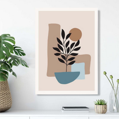 Artze Wall Art Orange And Green Floral Flower Market Minimalist Framed Print Size: A3 With White Frame from B&Q