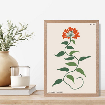 Artze Wall Art Orange And Green Fruit Flower Market Minimalist Framed Print Size: A4 With Oak Frame from B&Q