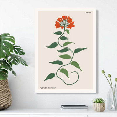 Artze Wall Art Orange And Green Fruit Flower Market Minimalist Framed Print Size: A3 With White Frame from B&Q