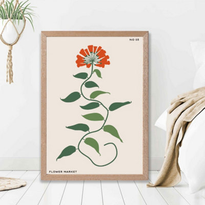 Artze Wall Art Orange And Green Fruit Flower Market Minimalist Framed Print Size: A2 With Oak Frame from B&Q