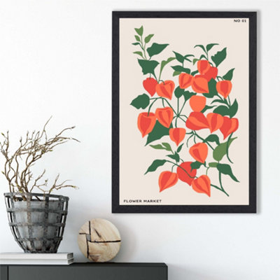 Artze Wall Art Pink Foxglove Flower Market Boho Framed Print Size: A3 With Black Frame from B&Q