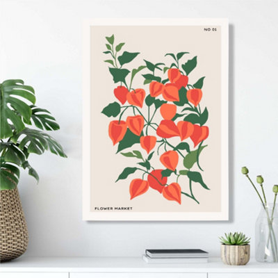 Artze Wall Art Pink Foxglove Flower Market Boho Framed Print Size: A3 With White Frame from B&Q