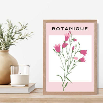 Artze Wall Art Pink Hollyhock Flower Market Boho Framed Print Size: A4 With Oak Frame from B&Q