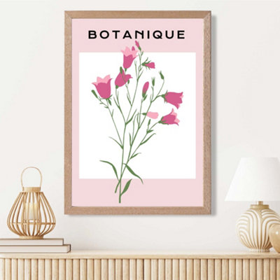 Artze Wall Art Pink Hollyhock Flower Market Boho Framed Print Size: A3 With Oak Frame from B&Q