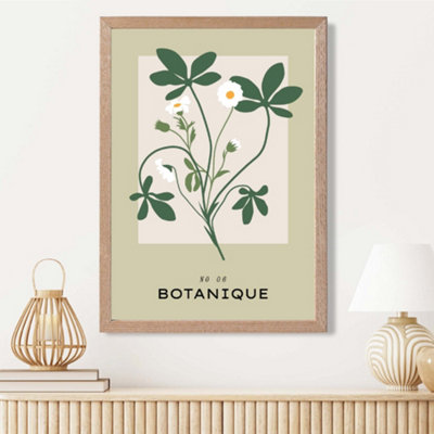 Artze Wall Art Green And Beige Wildflower Flower Market Simplicity Framed Print Size: A3 With Oak Frame from B&Q
