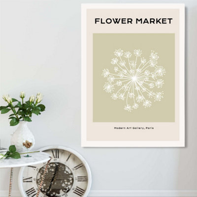 Artze Wall Art Green And Beige Dandelion Flower Market Simplicity Framed Print Size: A2 With White Frame from B&Q