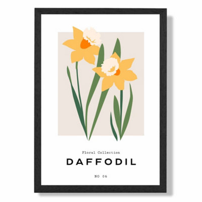 Artze Wall Art Yellow Daffodil Flower Market Spring Art Print With Black Frame Size: A4 from B&Q