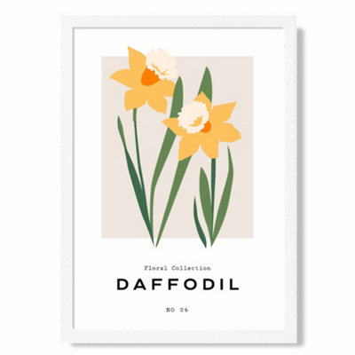 Artze Wall Art Yellow Daffodil Flower Market Spring Art Print With White Frame Size: A4 from B&Q
