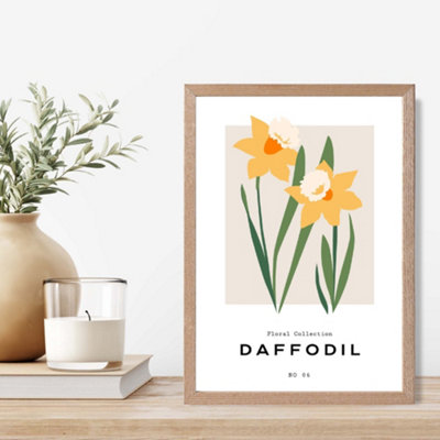 Artze Wall Art Yellow Daffodil Flower Market Spring Framed Print Size: A4 With Oak Frame from B&Q