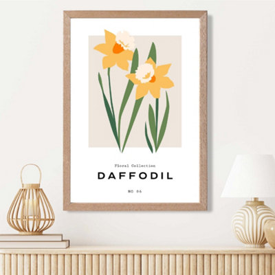 Artze Wall Art Yellow Daffodil Flower Market Spring Framed Print Size: A3 With Oak Frame from B&Q