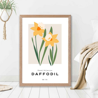 Artze Wall Art Yellow Daffodil Flower Market Spring Framed Print Size: A2 With Oak Frame from B&Q