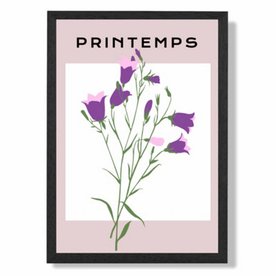 Artze Wall Art Purple Wildflower Plant Flower Market Simplicity Art Print With Black Frame Size: A4 from B&Q