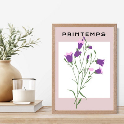 Artze Wall Art Purple Wildflower Plant Flower Market Simplicity Framed Print Size: A4 With Oak Frame from B&Q