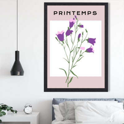 Artze Wall Art Purple Wildflower Plant Flower Market Simplicity Framed Print Size: A2 With Black Frame from B&Q