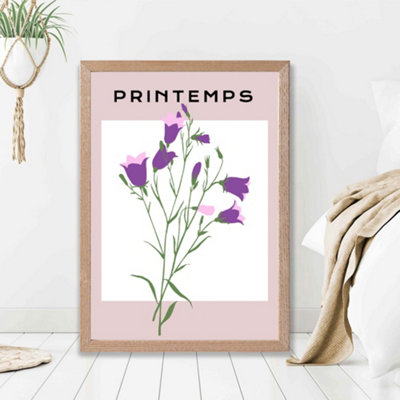 Artze Wall Art Purple Wildflower Plant Flower Market Simplicity Framed Print Size: A2 With Oak Frame from B&Q