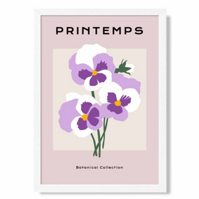 Artze Wall Art Purple Pansies Flower Market Simplicity Art Print With White Frame Size: A4 from B&Q