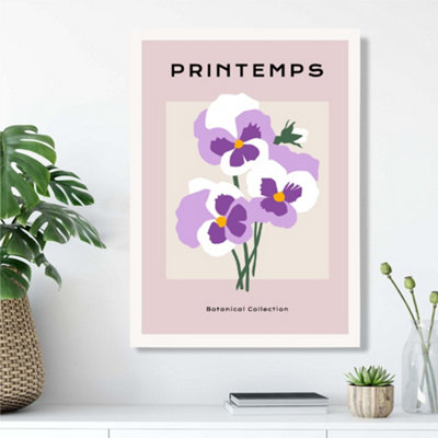 Artze Wall Art Purple Pansies Flower Market Simplicity Framed Print Size: A3 With White Frame from B&Q