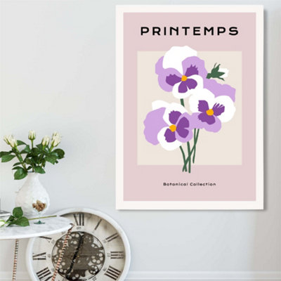 Artze Wall Art Purple Pansies Flower Market Simplicity Framed Print Size: A2 With White Frame from B&Q