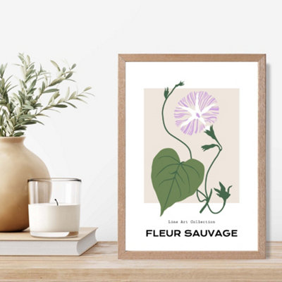Artze Wall Art Purple Glory Plant Flower Market Minimalist Framed Print Size: A4 With Oak Frame from B&Q