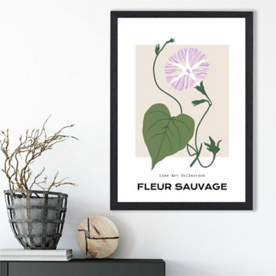 Artze Wall Art Purple Glory Plant Flower Market Minimalist Framed Print Size: A3 With Black Frame from B&Q
