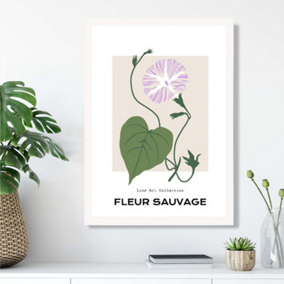 Artze Wall Art Purple Glory Plant Flower Market Minimalist Framed Print Size: A3 With White Frame from B&Q